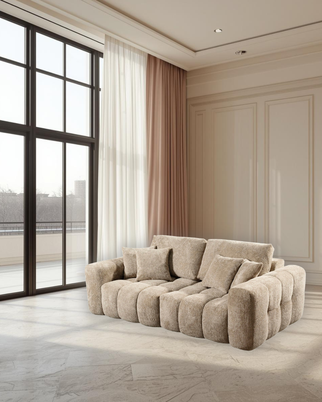 Paros 3-Sitzer Sofa Stone — skulpturale Weichheit