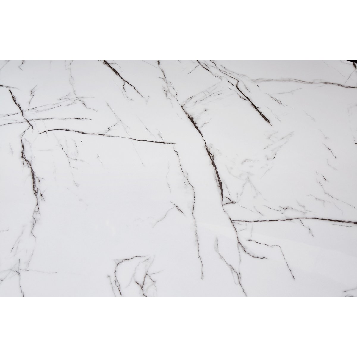 Esstisch „Marble Luxe“ – Weißes Marmor-Glas &amp; Chrom-Gestell