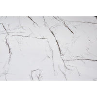 Esstisch „Marble Luxe“ – Weißes Marmor-Glas &amp; Chrom-Gestell