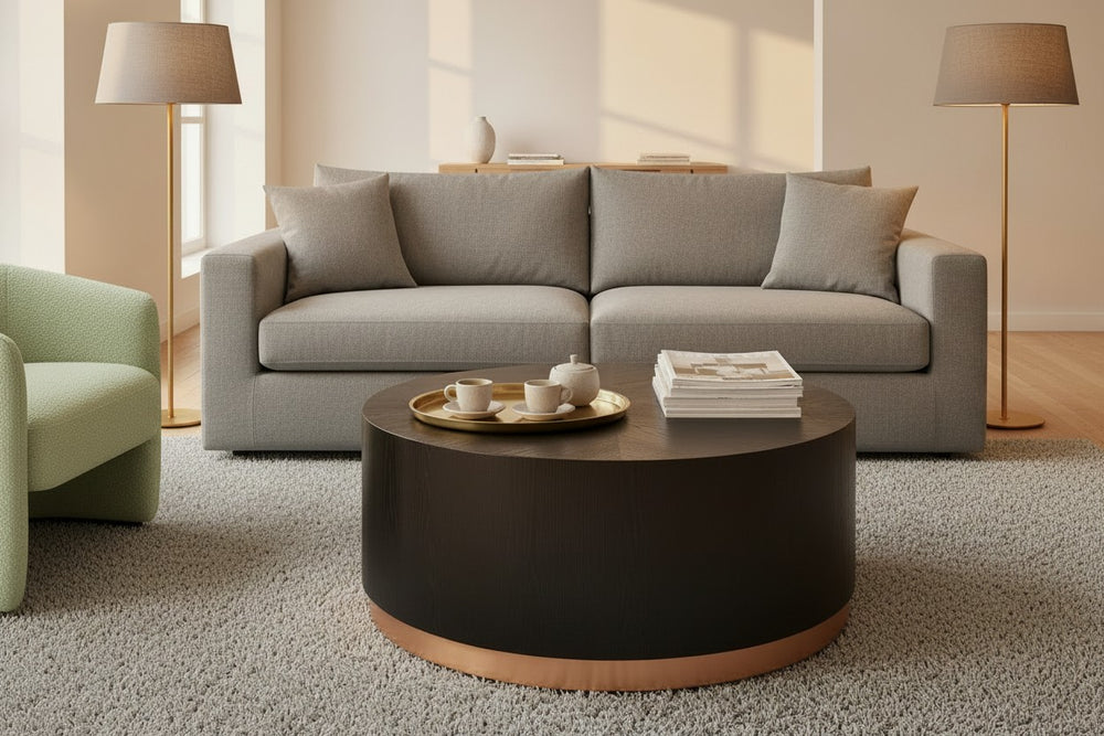 Black Oak Couchtisch Matt Gold 90×90 — großzügige Eleganz