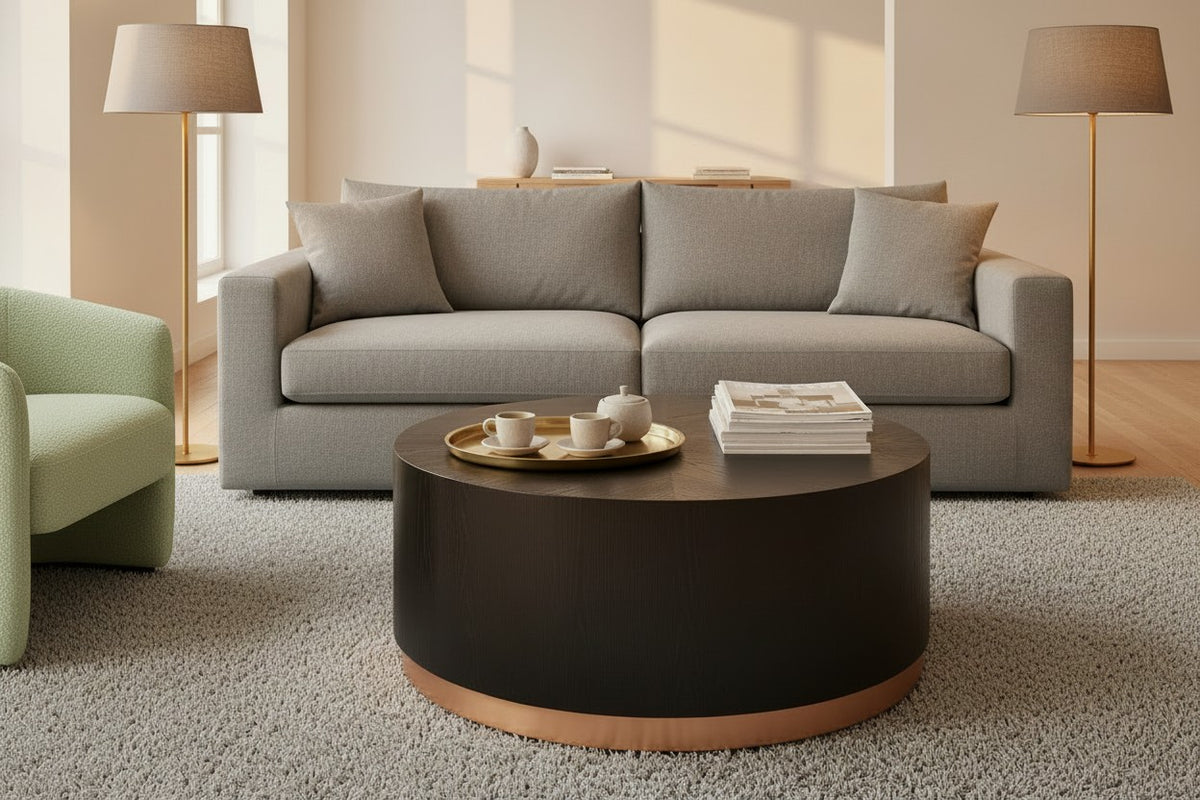 Black Oak Couchtisch Matt Gold 90×90 — großzügige Eleganz