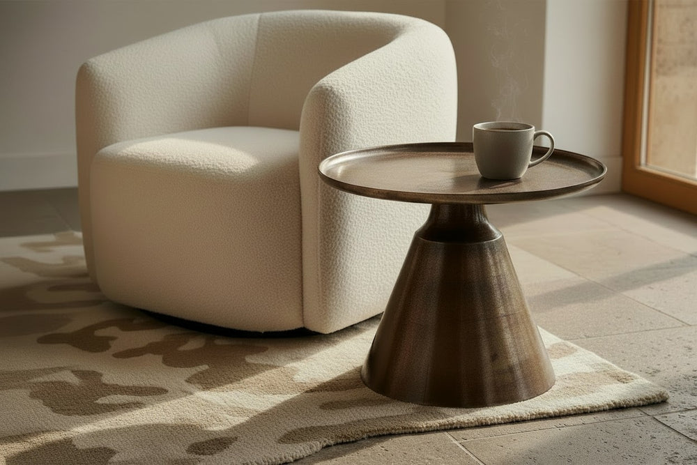 Dani Couchtisch Aluminium Oxyburned Ø58 — vintage Seele