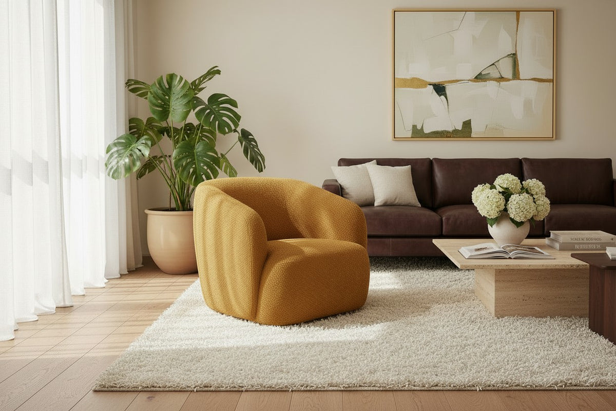 Montreal Sessel Inca Gold — Bouclé Strukturstoff