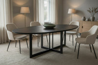 Onyx Esstisch Fischgrät Schwarz oval 260x120 — festliche Tiefe