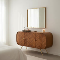 Chevron Sideboard Holz Braun 153 — gewobene Wärme