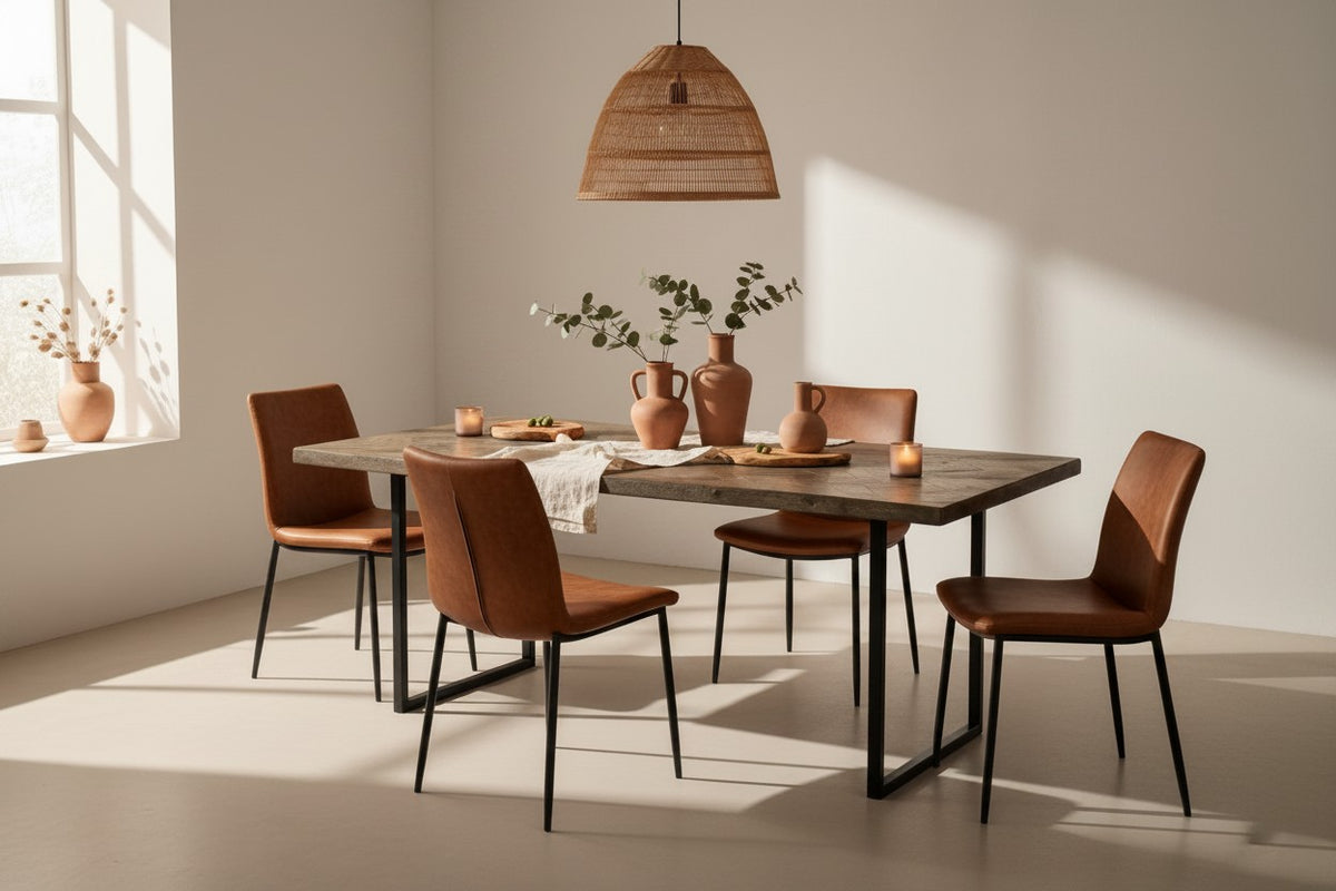Herringbone Esstisch Mango Natur 200x90 — handwerkliche Struktur