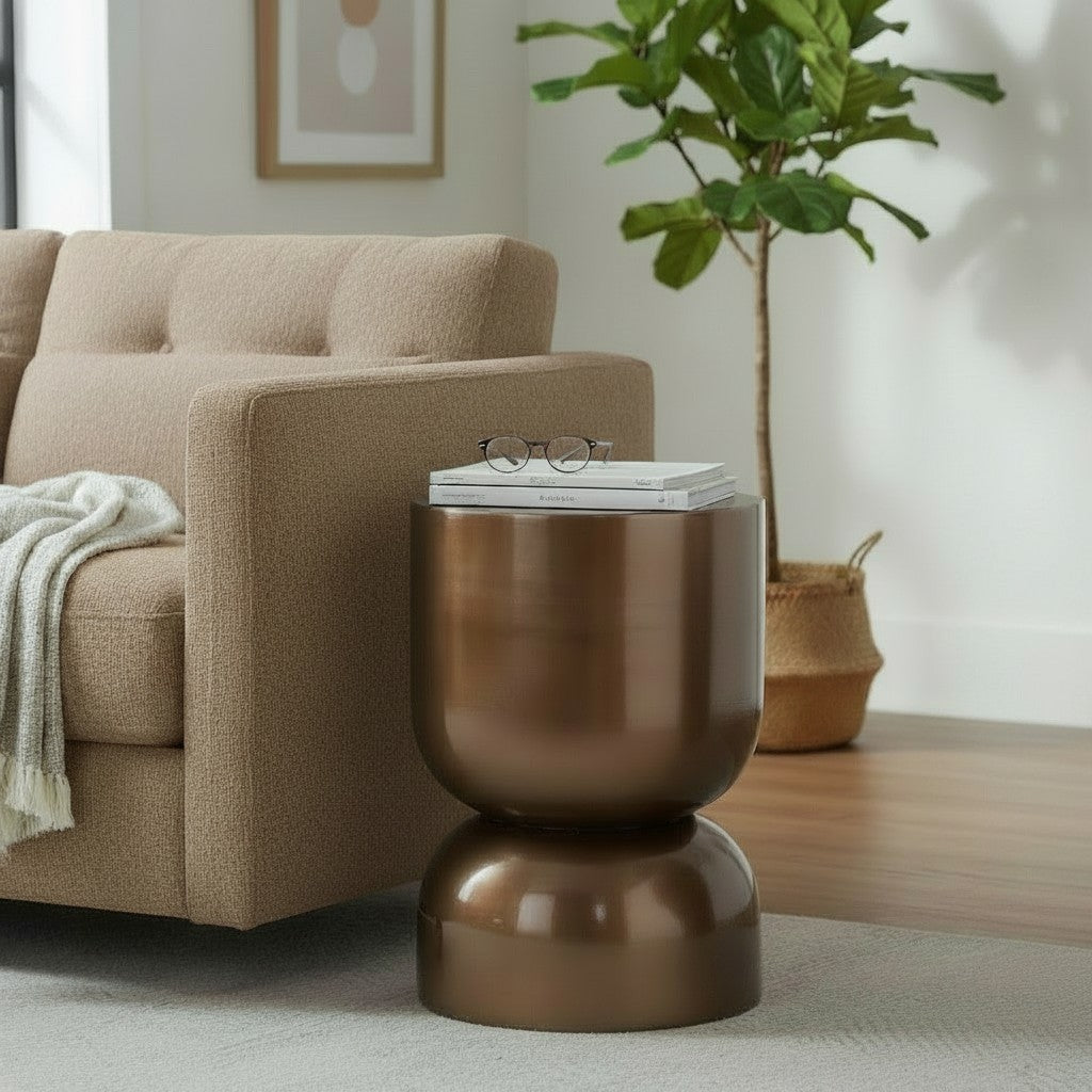 Milou Beistelltisch Metallic Braun Ø30 — Vintage-Eleganz