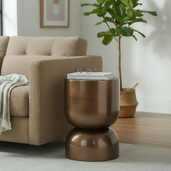 Milou Beistelltisch Metallic Braun Ø30 — Vintage-Eleganz