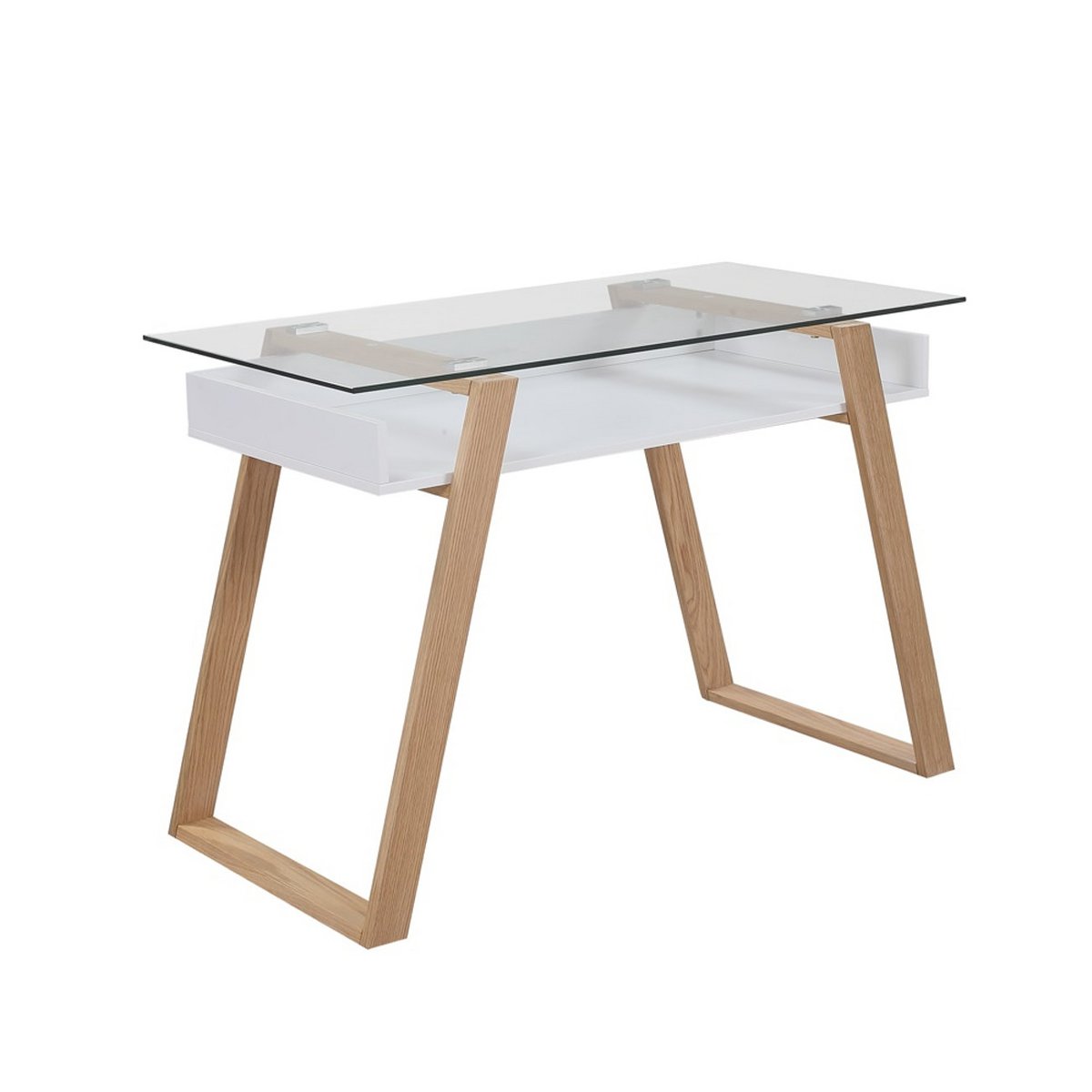 Schreibtisch „Nordic Clear“ – Skandi-Design mit Glas &amp; Holz