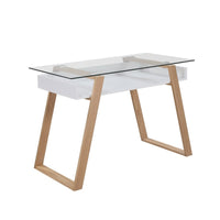 Schreibtisch „Nordic Clear“ – Skandi-Design mit Glas &amp; Holz