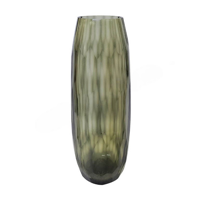 Vase facettiertes Glas grau/creme 16x16x45