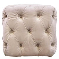 Würfelhocker aus Samt mit Chesterfield-Steppung – Grau oder Natur – 50 x 50 cm – klassisch
