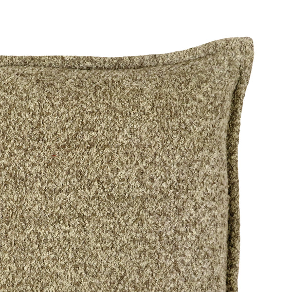 Bouclé Kissen MANAYA — Salt & Pepper Brown — 50x50 cm — handgewebt