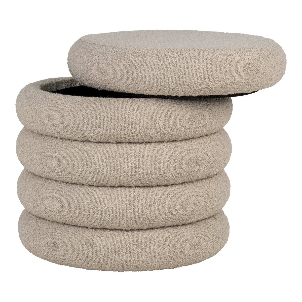 Pouf Brooklyn – Beiger Bouclé Stoff mit Stauraum