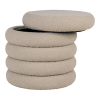 Pouf Brooklyn – Beiger Bouclé Stoff mit Stauraum
