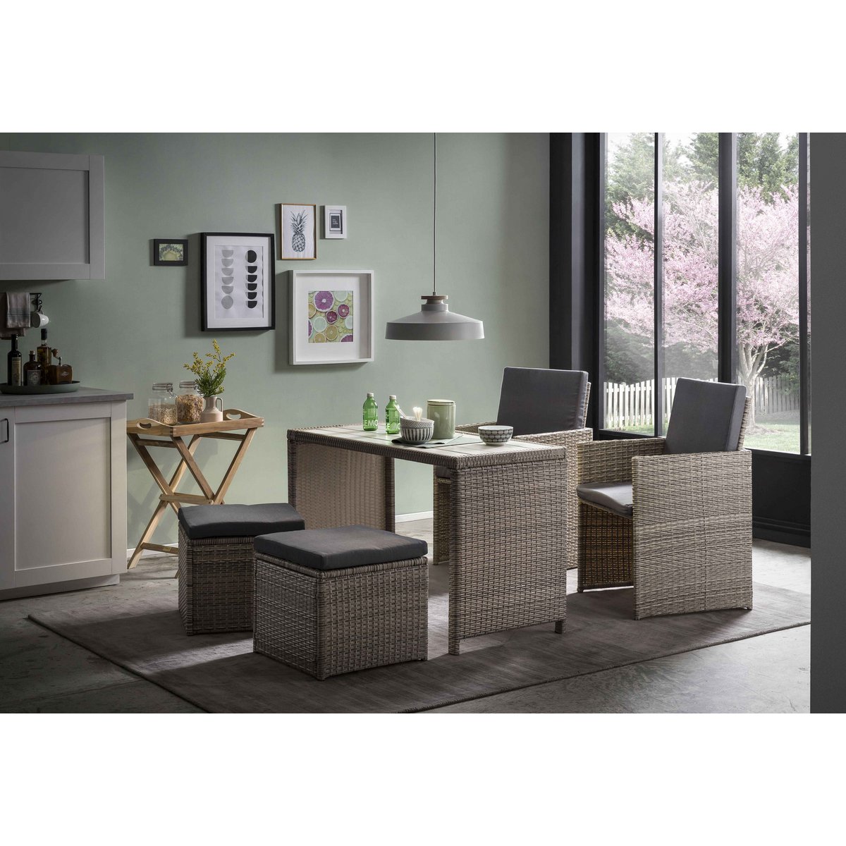 Lounge-Set Rattan Elegance – Exklusive Gartengarnitur mit 9 Elementen