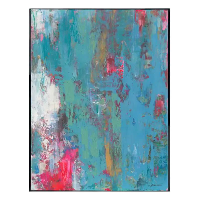 Handgemaltes Wandbild auf Stoff – 150x200 cm – abstrakt bunt – mit Rahmen   Zeichenanzahl: 82