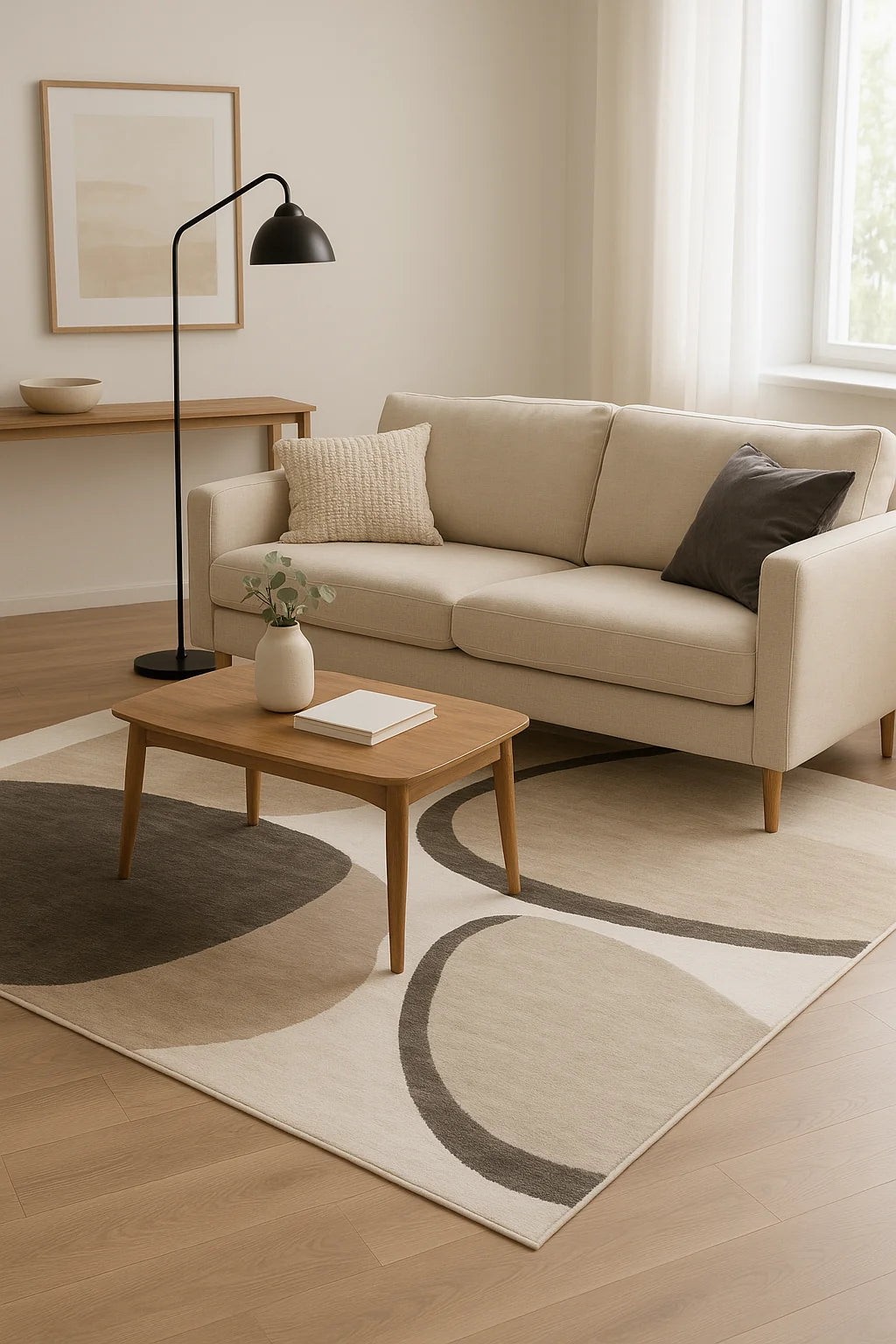Wollteppich in Steinoptik – 100 % Wolle handgetuftet – Naturtöne – 3 Größen – skandinavisch