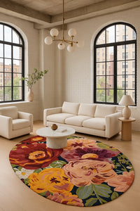 Handgetufteter Wollteppich oval – florales Design in Multicolor – 200x300 cm – stilvoll & weich