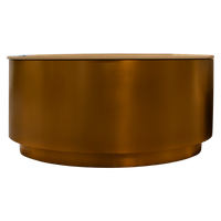 Ovaler Couchtisch mit Keramikplatte – goldfarbenes Edelstahlgehäuse – 80x40x40 cm – Marmoroptik