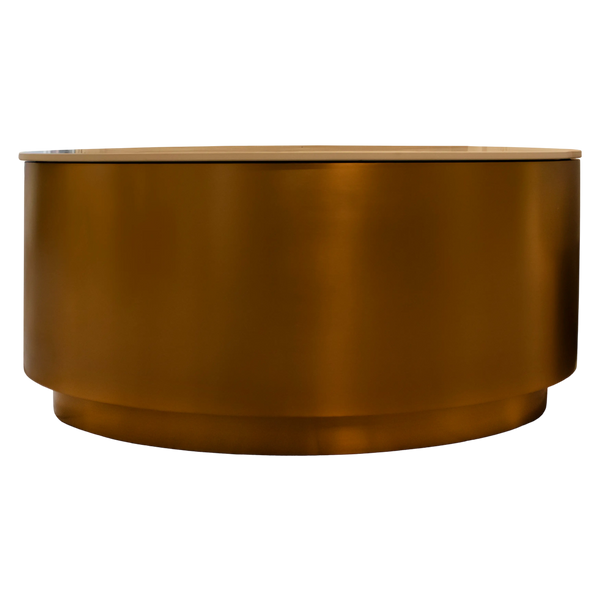 Ovaler Couchtisch mit Keramikplatte – goldfarbenes Edelstahlgehäuse – 80x40x40 cm – Marmoroptik