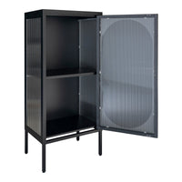 Vitrine Adelaide Noir – Stahl und geriffeltes Glas in modernem Stil