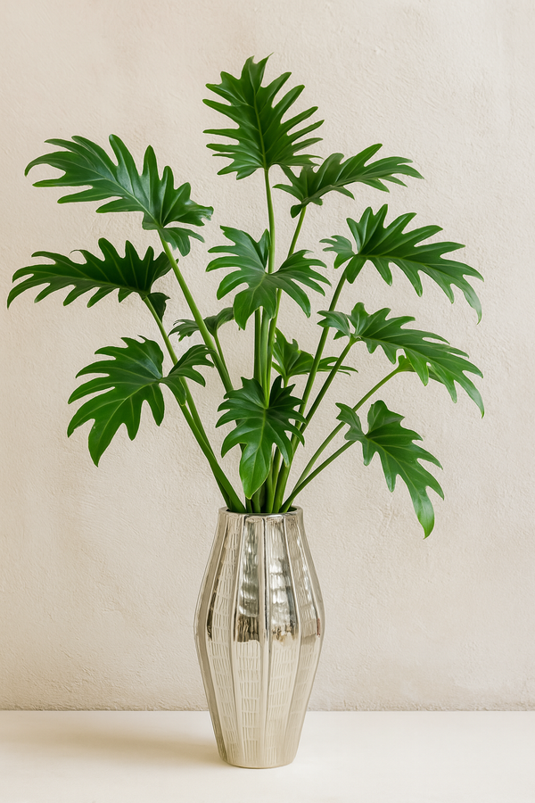 Vase aus Aluminium in Silber – standfest & glänzend – 40x40x78 cm – modern & elegant