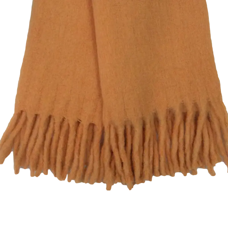 Wohndecke orange aus Wollmix – mit Fransen – 170×130 cm – weich & lebendig