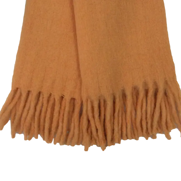 Wohndecke orange aus Wollmix – mit Fransen – 170×130 cm – weich & lebendig