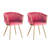 Esszimmerstühle 2er-Set aus Samt – geflochtenes Fuchsia – 56x62x68 cm – Goldgestell   Zeichenanzahl: 84