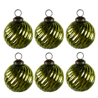 Christbaumkugeln Sparkle Set/6 – Glas grün mit Glitzer – Ø 8 cm