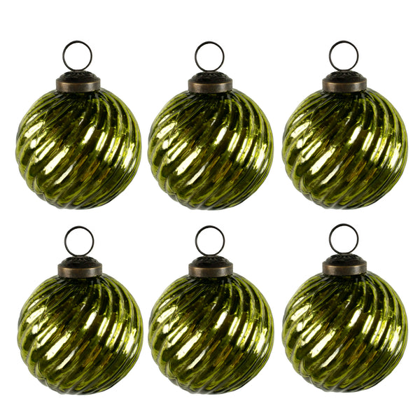 Christbaumkugeln Sparkle Set/6 – Glas grün mit Glitzer – Ø 8 cm