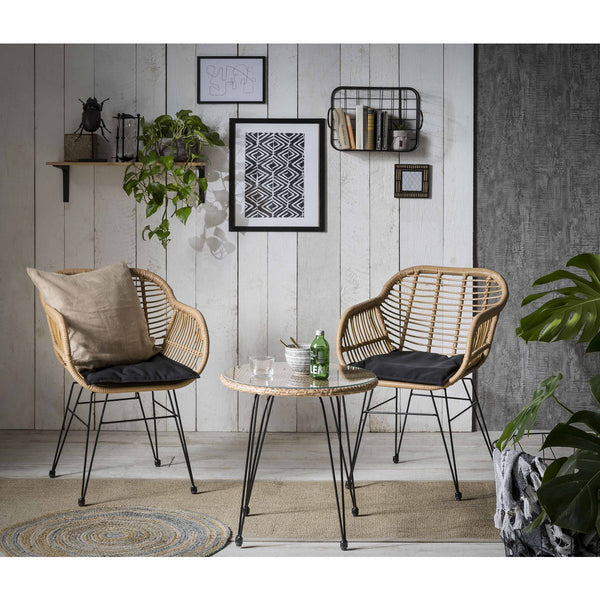 5-tlg. Gartengarnitur aus Polyrattan – 2 Stühle mit Auflagen & Beistelltisch – wetterfest & UV-beständig