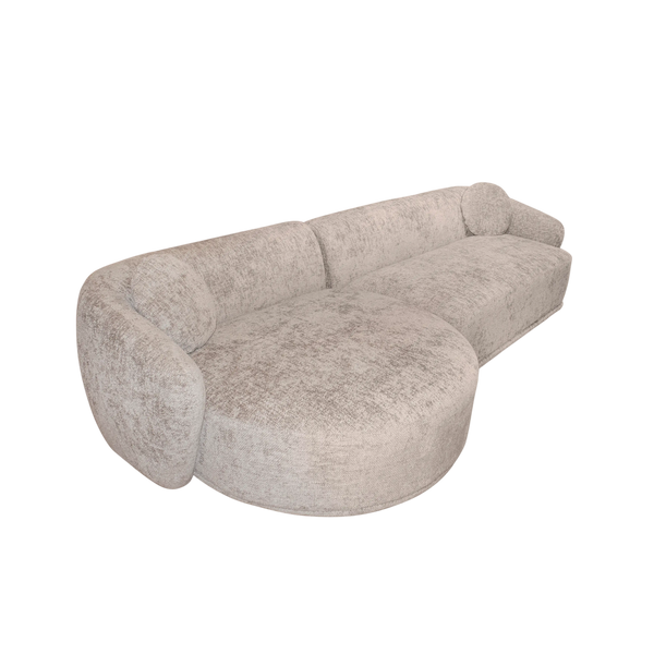Sofa POTTS in Beige aus Stoff – 315x135x71 cm – organische Form – modernes Design