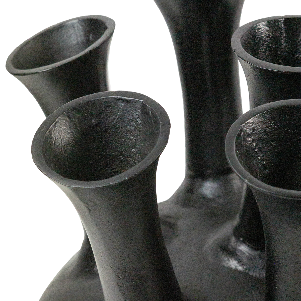 Deko-Vase aus Aluminium in Schwarz – 7 Öffnungen – 32 cm – Skulpturales Design