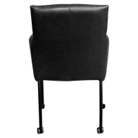Esszimmerstuhl mit Rollen aus Leder – Schwarz – B 60 cm – Komfort trifft Industrial-Design