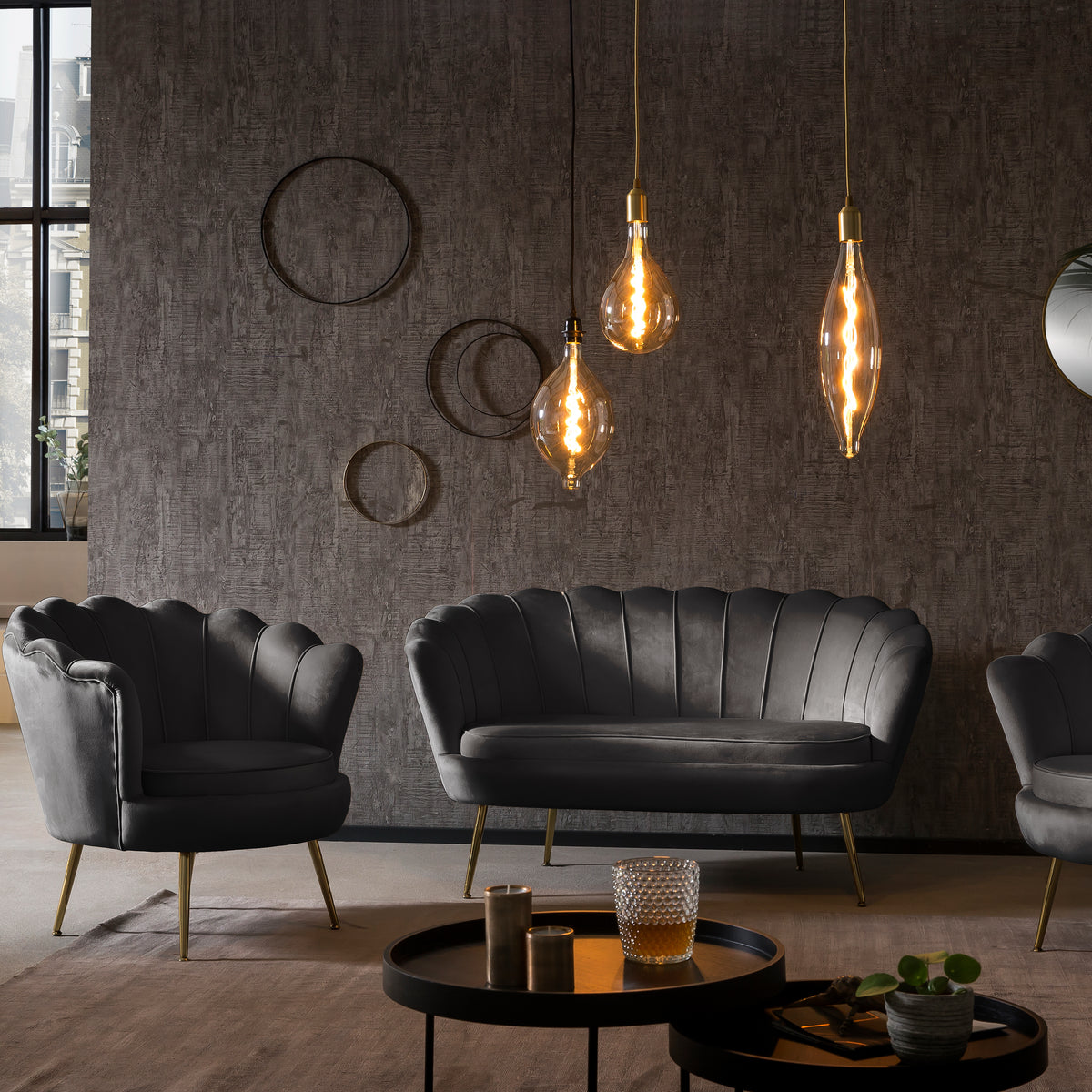 Muschelsofa aus Samt – Lounge-Design & Sitzkissen – 136×78 cm – in 4 Farben