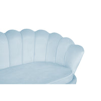 Muschelsofa 3-Sitzer aus hellgrauem Samt mit Goldgestell – 180×76×78 cm