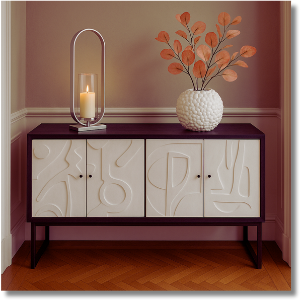 Windlicht mit Glaseinsatz – Aluminium silberfarben – 18x11x49 cm – modern