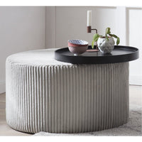 Couchtisch Alba – Skandinavische Eleganz mit Texturstoff und Tablett