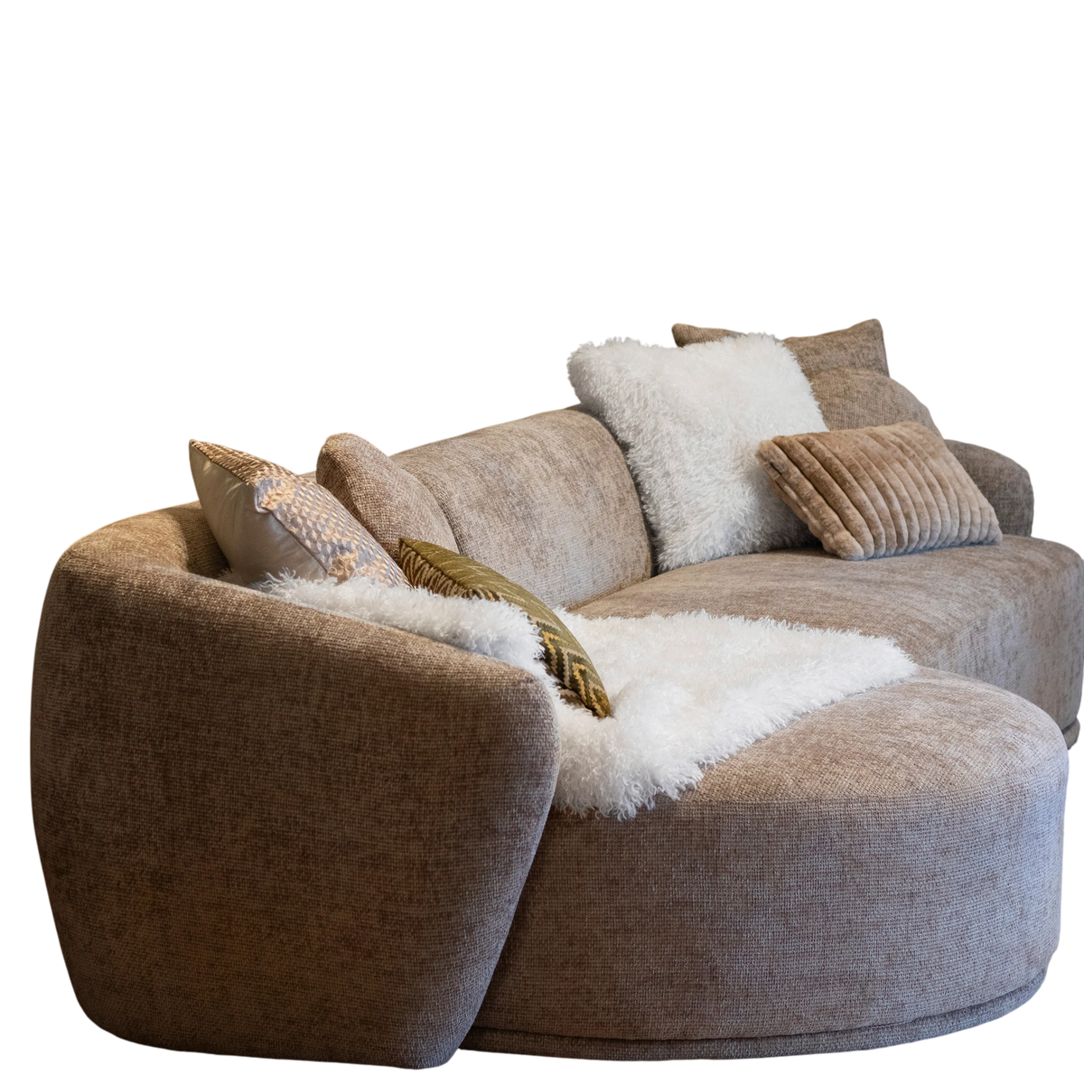 Sofa POTTS in Beige aus Stoff – 315x135x71 cm – organische Form – modernes Design