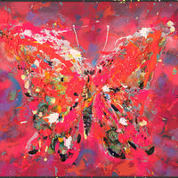 Handgemaltes Wandbild mit Schmetterling – leuchtende Multicolor-Akzente – 100x130 cm – moderner Rahmen