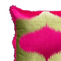 Zierkissen mit Fransen – Samt fuchsia/mint – 50×50 cm – weich & auffällig