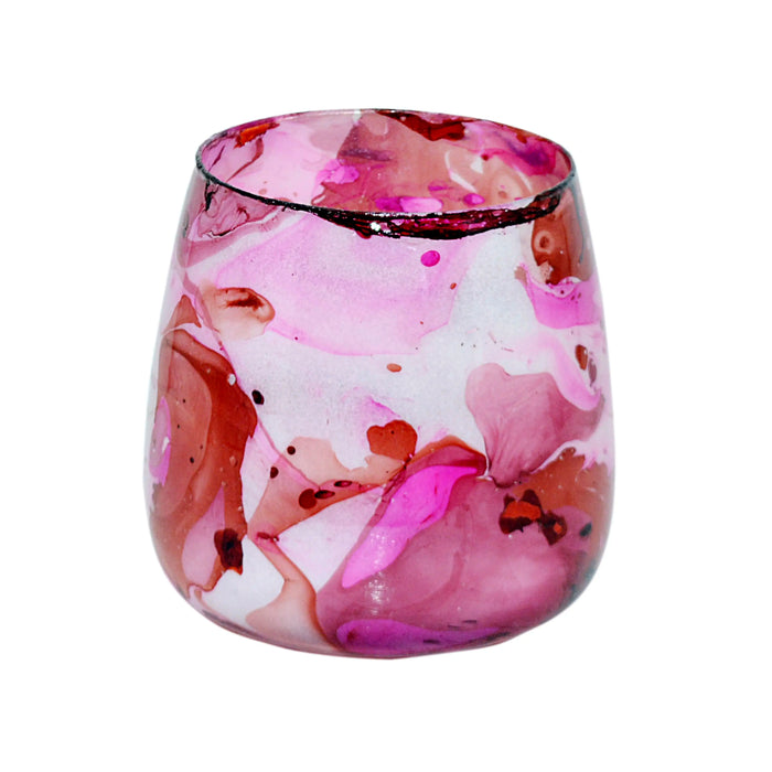 Vase aus Glas – Fuchsia emailliert – 17x17x16 cm – modernes Design