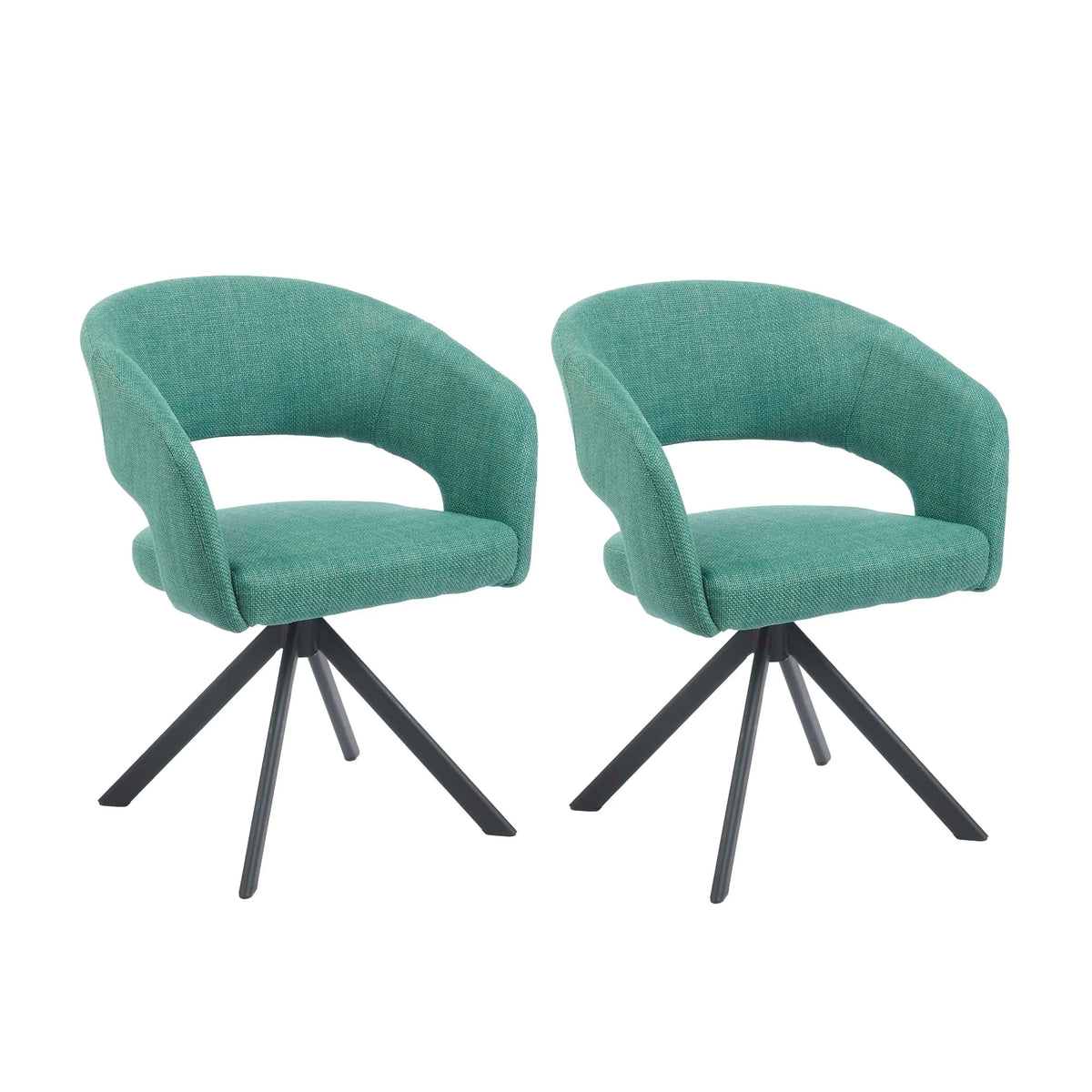 2er-Set Drehbare Esszimmerstühle aus Stoff – Beige oder Grün – B 62 cm – Modernes Design