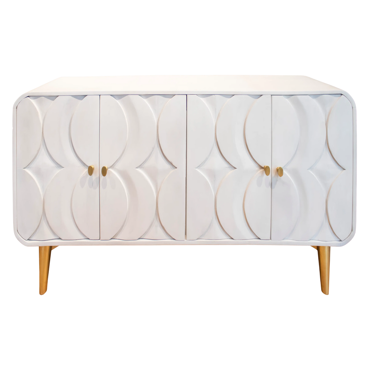 Sideboard aus Mangoholz in Whitewash – 152×42×82 cm – strukturiertes Design