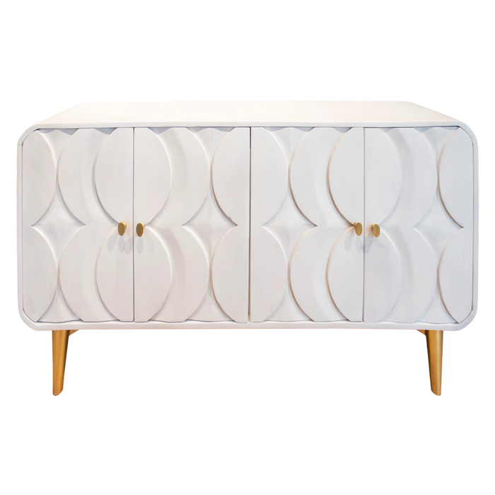 Sideboard aus Mangoholz in Whitewash – 152×42×82 cm – strukturiertes Design
