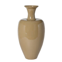 Vase aus Metall mit Emaille-Finish in Khaki – 23×23×44 cm – modern & ausdrucksstark