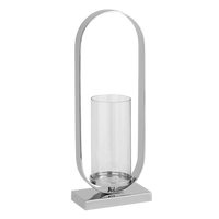 Windlicht mit Glaseinsatz – Aluminium silberfarben – 18x11x49 cm – modern