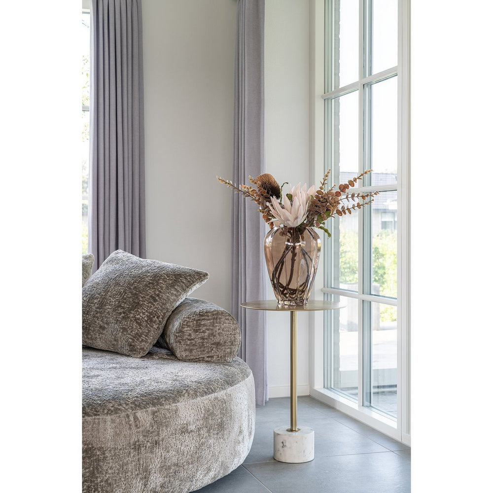 Beistelltisch aus Marmor und Messing in Gold & Weiß – Ø41x58 cm – eleganter Look